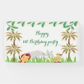 Safari dieren verjaardagsfeestje spandoek (Horizontaal)