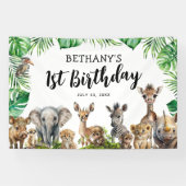 Safari Dieren Verjaardagsfeestje Spandoek (Horizontaal)