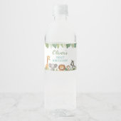 Safari Dieren Verjaardagsfeestje Waterfles Label Etiket (Voorkant)