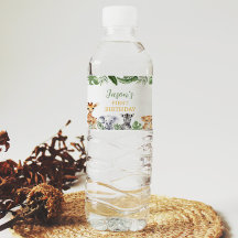 Safari Dieren Verjaardagsfeestje Waterfles Label