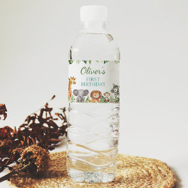 Safari Dieren Verjaardagsfeestje Waterfles Label Etiket