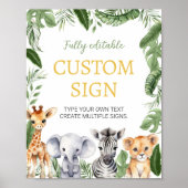 Safari Dieren Verjaardagsfeesttafel Teken Poster (Voorkant)