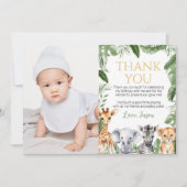 Safari Dieren Verjaardagsfoto Bedankkaart (Voorkant)