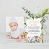 Safari Dieren Verjaardagsfoto Bedankkaart (Staand voorkant)