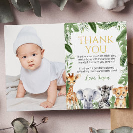 Safari Dieren Verjaardagsfoto Bedankkaart