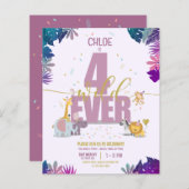 Safari Dieren Vier Wilde Meisjes Budget Verjaardag (Voorkant / Achterkant)