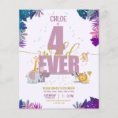 Safari Dieren Vier Wilde Meisjes Budget Verjaardag (Voorkant)