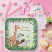 Safari dieren vierkant verjaardagsfeestje bord (Feest)