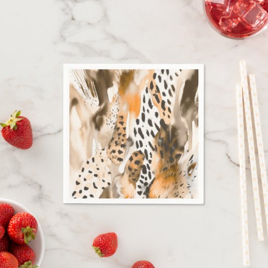 Safari Dieren voor Prints Abstract Modern Boho Servet (Insitu)