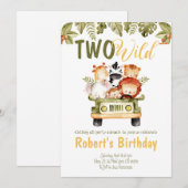 Safari dieren vrachtwagen Two Wild verjaardagsuitn Kaart (Voorkant / Achterkant)