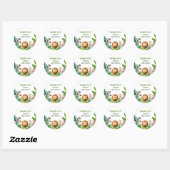 Safari dieren waterverf baby shower kaart ronde sticker (Vel)