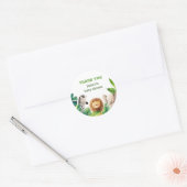 Safari dieren waterverf baby shower kaart ronde sticker (Envelop)