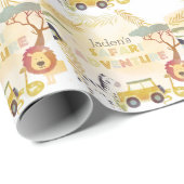 Safari Dieren Waterverf Birthday Party Circle Cadeaupapier (Rol Hoek)