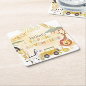 Safari Dieren Waterverf Birthday Party Circle Kartonnen Onderzetters (Schuin)