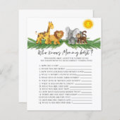 Safari Dieren Wie kent mama Baby Shower Spel (Voorkant / Achterkant)