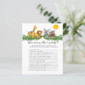 Safari Dieren Wie kent mama Baby Shower Spel (Staand voorkant)