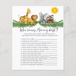 Safari Dieren Wie kent mama Baby Shower Spel