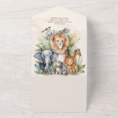 Safari Dieren Wild Een 1e Verjaardag All In One Uitnodiging (Buitenkant)