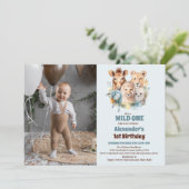 Safari Dieren Wild Een 1e Verjaardag Kaart (Staand voorkant)