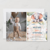 Safari Dieren Wild Een 1e Verjaardag Kaart (Voorkant)