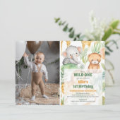 Safari Dieren Wild Een 1e Verjaardag Kaart (Staand voorkant)