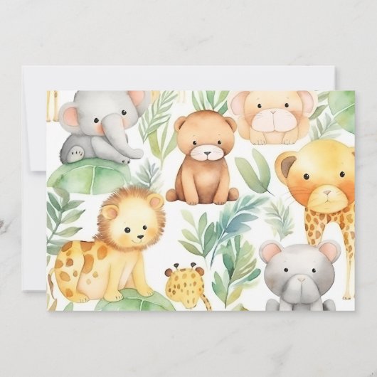 Safari Dieren Wild Een 1e Verjaardag Kaart (Achterkant)