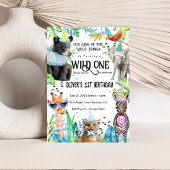 Safari Dieren Wild Een 1e Verjaardag Kaart