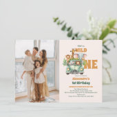 Safari Dieren Wild Een 1e Verjaardag Kaart (Staand voorkant)