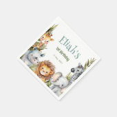 Safari Dieren Wild Een 1e Verjaardag Servet (Hoek)