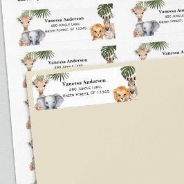 Safari Dieren Wild Een baby Jongen Douche Retour Etiket