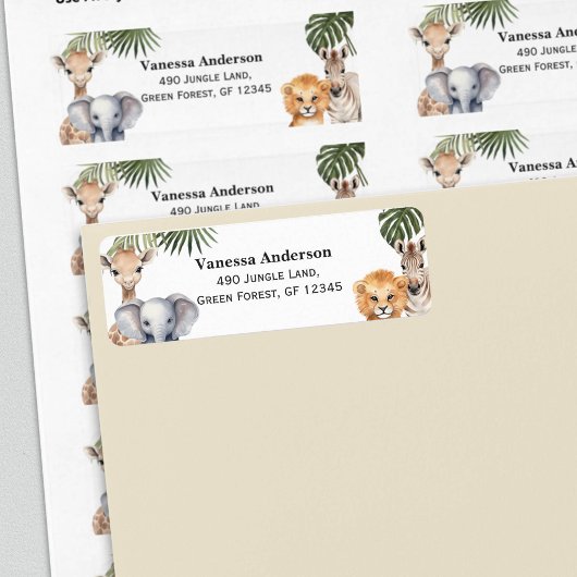 Safari Dieren Wild Een baby Jongen Douche Retour Etiket