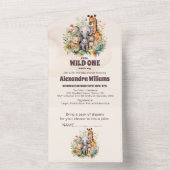 Safari Dieren Wild Eén Baby shower All In One Uitnodiging (Binnen)