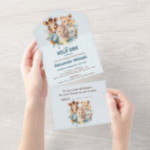 Safari Dieren Wild Eén Baby shower All In One Uitnodiging (Afscheurbaar)
