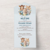 Safari Dieren Wild Eén Baby shower All In One Uitnodiging (Binnen)