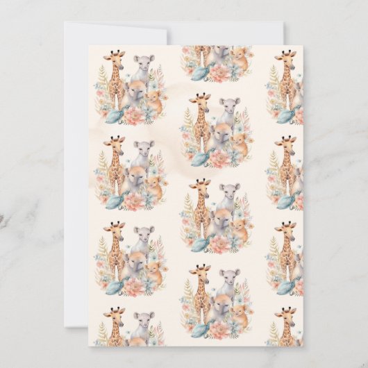 Safari Dieren Wild Eén Baby shower Kaart (Achterkant)