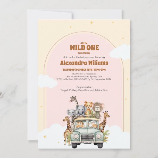 Safari Dieren Wild Eén Baby shower Kaart (Voorkant)