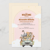 Safari Dieren Wild Eén Baby shower Kaart (Voorkant / Achterkant)