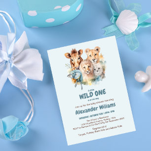 Safari Dieren Wild Eén Baby shower Kaart