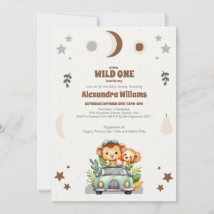 Safari Dieren Wild Eén Baby shower Kaart