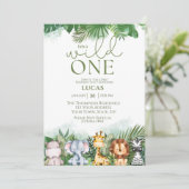 Safari Dieren Wild Een Boys Eerste Dag Kaart (Staand voorkant)