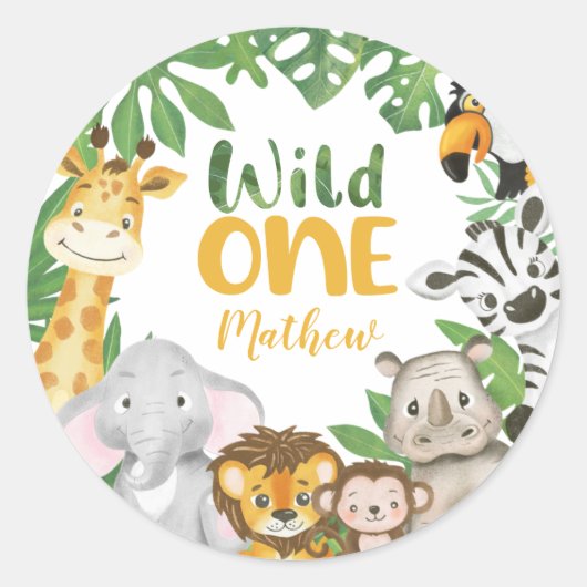 Safari Dieren Wild Eén eerste geboorte Oerwoud Jon Ronde Sticker (Voorkant)