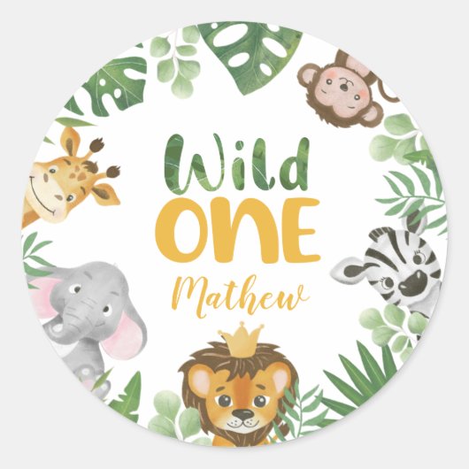 Safari Dieren Wild Eén eerste geboorte Oerwoud Jon Ronde Sticker (Voorkant)
