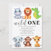 Safari Dieren Wild Een Eerste Verjaardag Kaart (Voorkant)