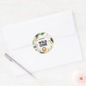 Safari Dieren Wild Eén eerste verjaardag Ronde Sticker (Envelop)