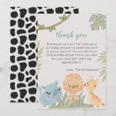 Safari Dieren Wild Eén geslachtsneutraal Baby show Bedankkaart (Voorkant / Achterkant)