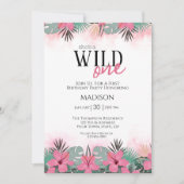 Safari Dieren Wild Een Meisjes Eerste Verjaardag Kaart (Voorkant)