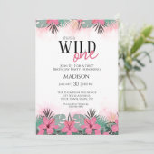 Safari Dieren Wild Een Meisjes Eerste Verjaardag Kaart (Staand voorkant)