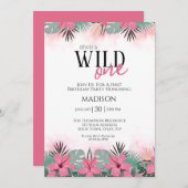 Safari Dieren Wild Een Meisjes Eerste Verjaardag Kaart (Voorkant / Achterkant)