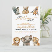 Safari dieren wild één modern Baby shower Kaart (Staand voorkant)
