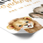 Safari-dieren wild één modern Baby shower wild Poster (Hoek)